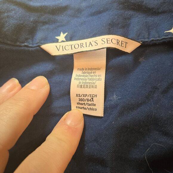 Victoria Secret Star & Moon Pajama Set  Long Sleeve & Pants Blue XS Modal Blend - Picture 5 of 7